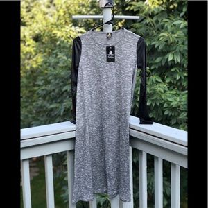 Long sleeve faux leather sleeved dress